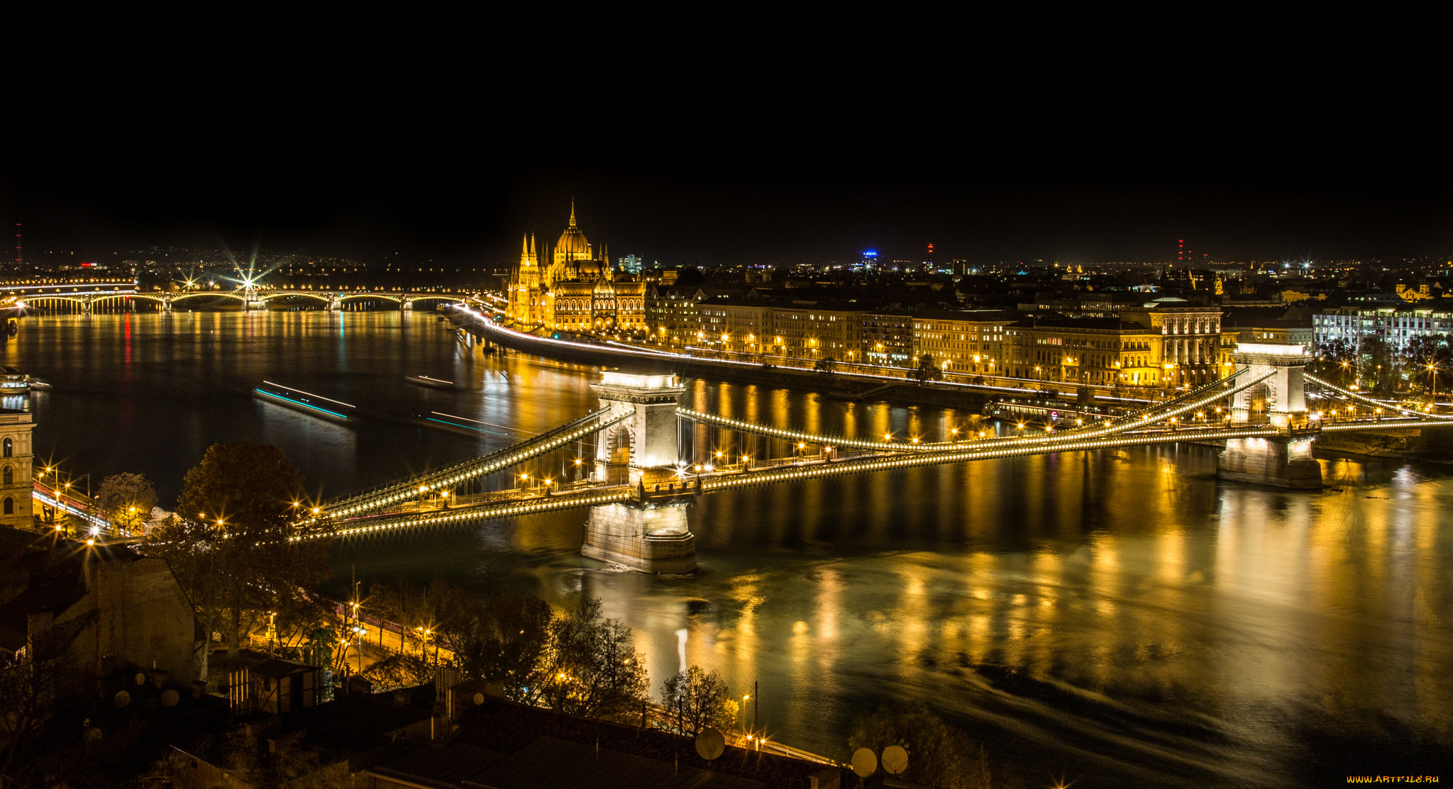 budapest,  chain bridge & hungarian parliament, ,  , , , , , 